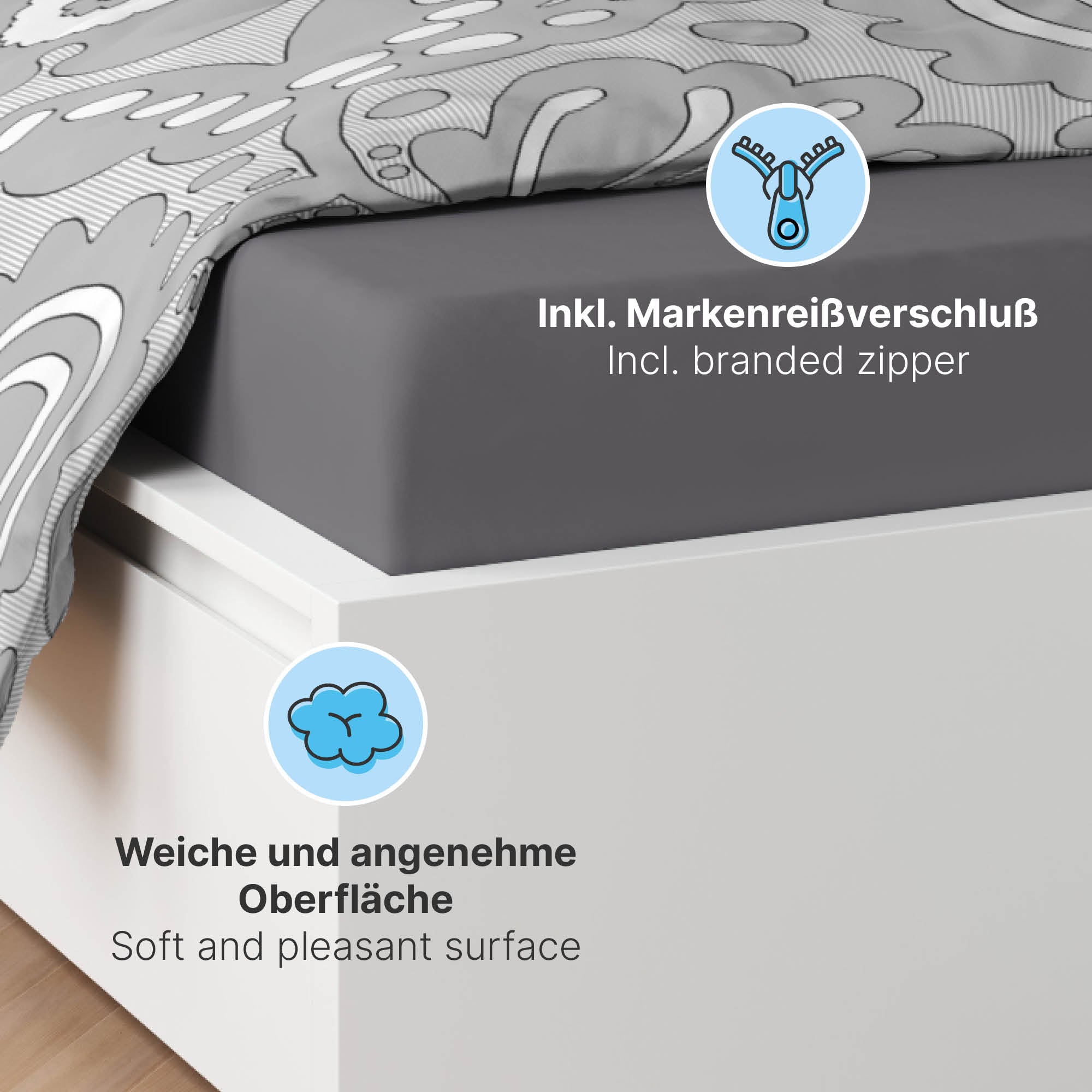 etérea Microfaser Bettwäsche April Schwarz und Silber