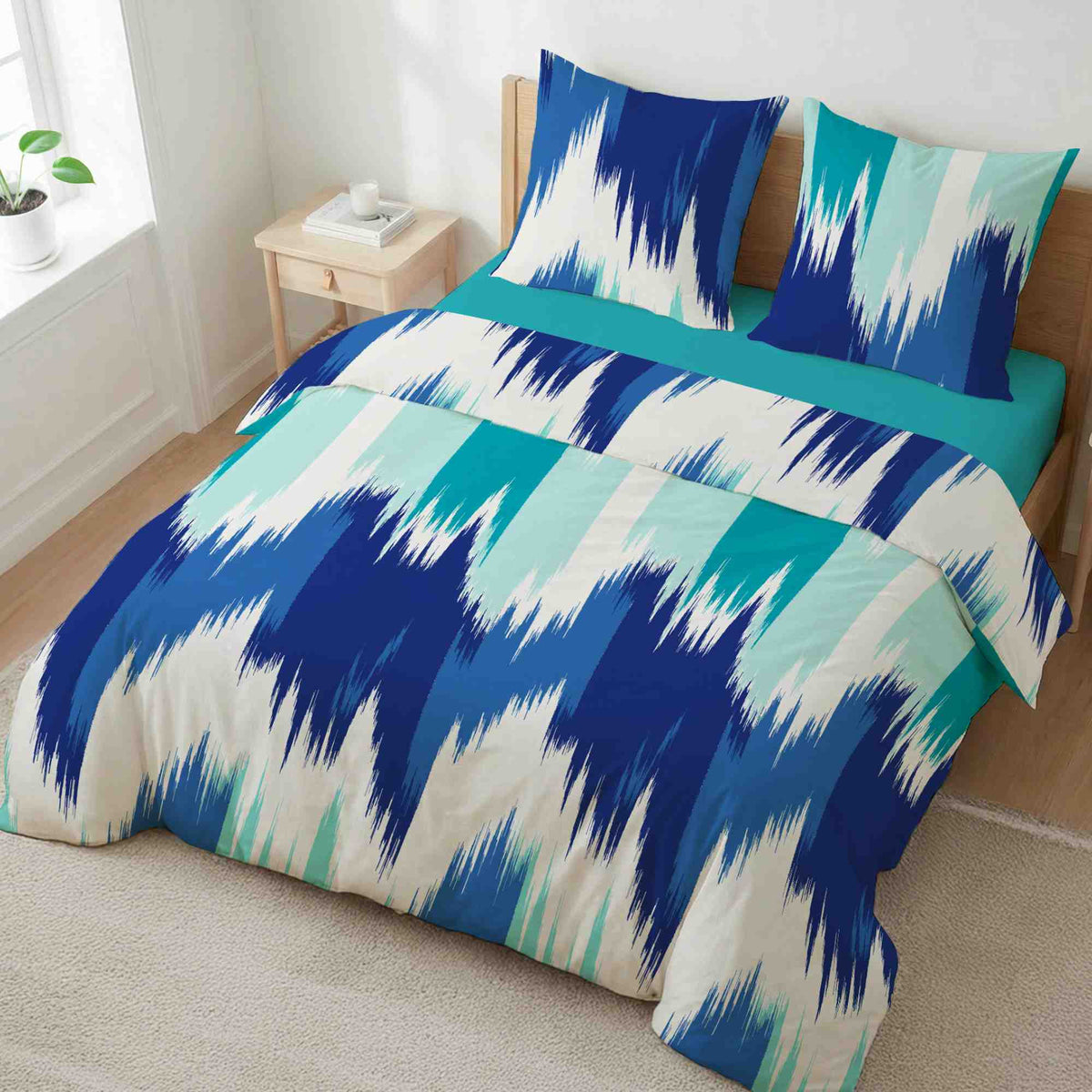 etérea Microfaser Bettwäsche Lex Blau, Opal, Mokka Creme, Schwarz