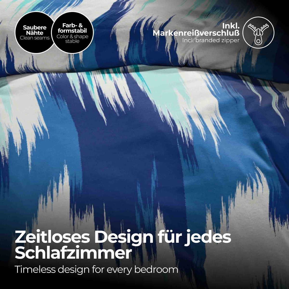 etérea Microfaser Bettwäsche Lex Blau, Opal, Mokka Creme, Schwarz