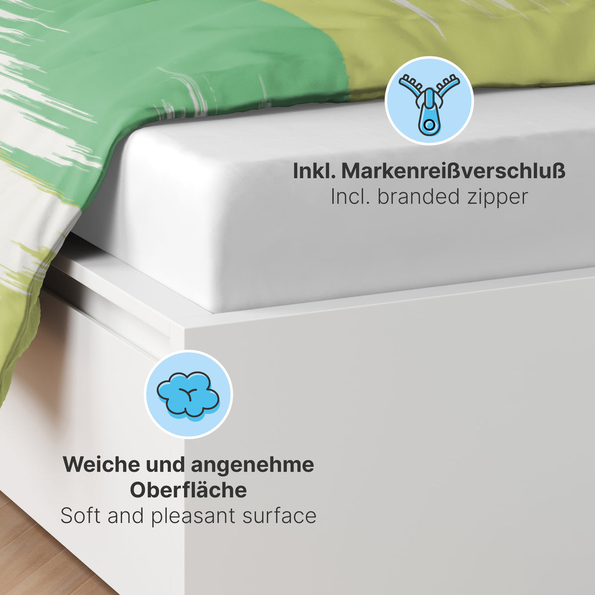 etérea Microfaser Bettwäsche Lex Blau, Opal, Mokka Creme, Schwarz