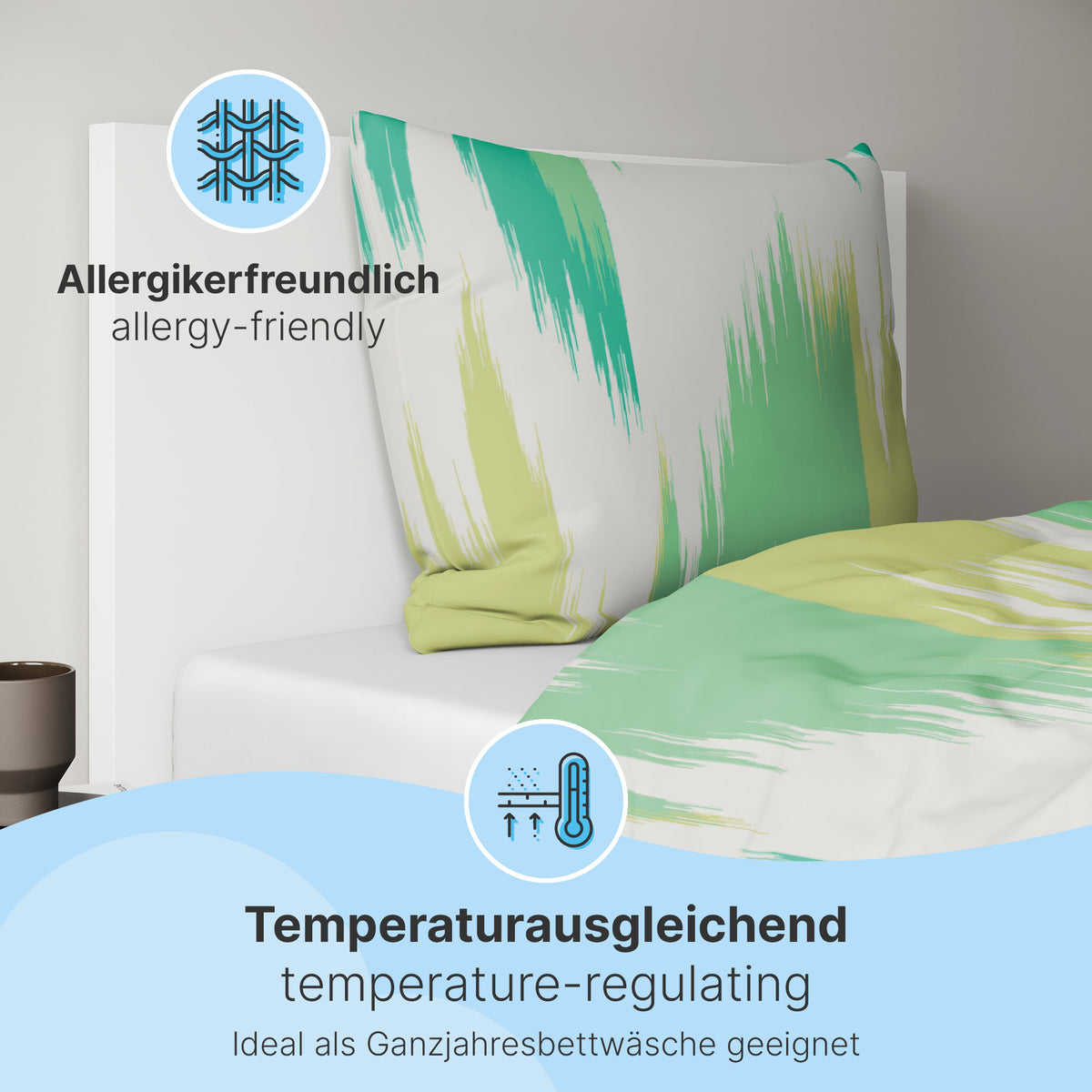 etérea Microfaser Bettwäsche Lex Blau, Opal, Mokka Creme, Schwarz