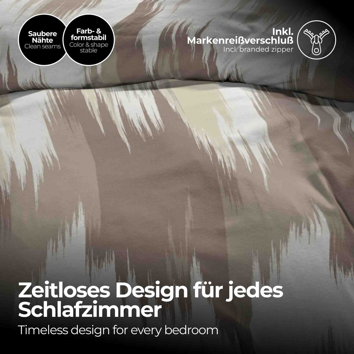 etérea Microfaser Bettwäsche Lex Blau, Opal, Mokka Creme, Schwarz