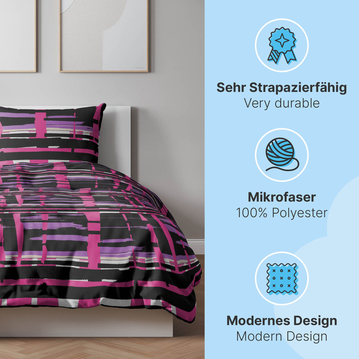 etérea Microfaser Bettwäsche Mance Grün und Pflaume