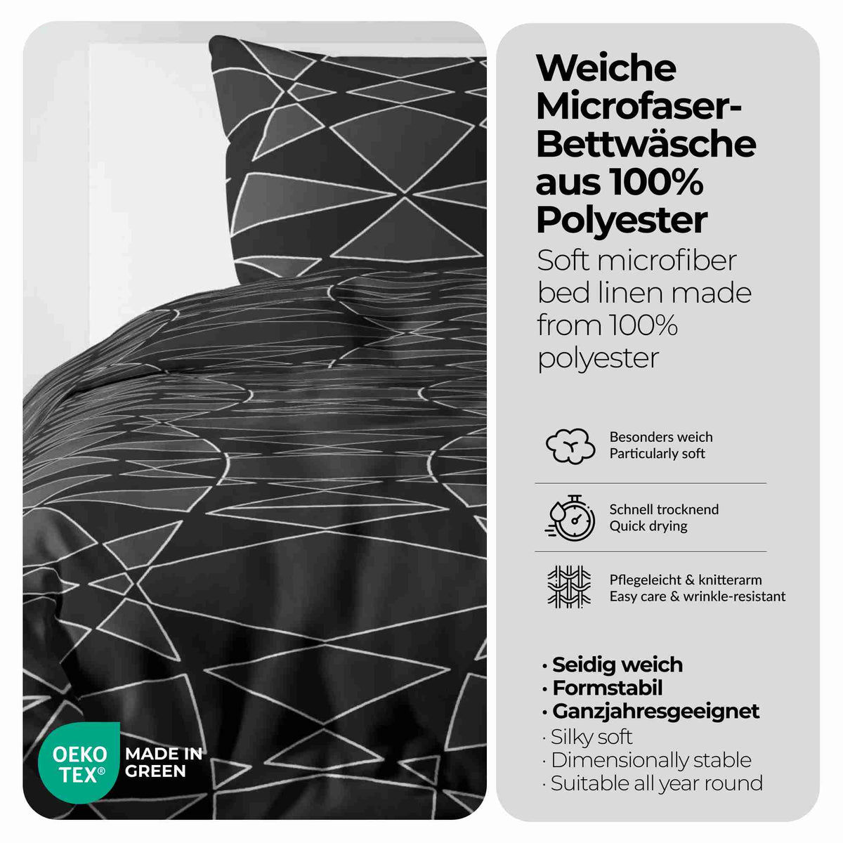 etérea Microfaser Bettwäsche Eclipse Silber, Schiefer, Pflaume, Anthrazit