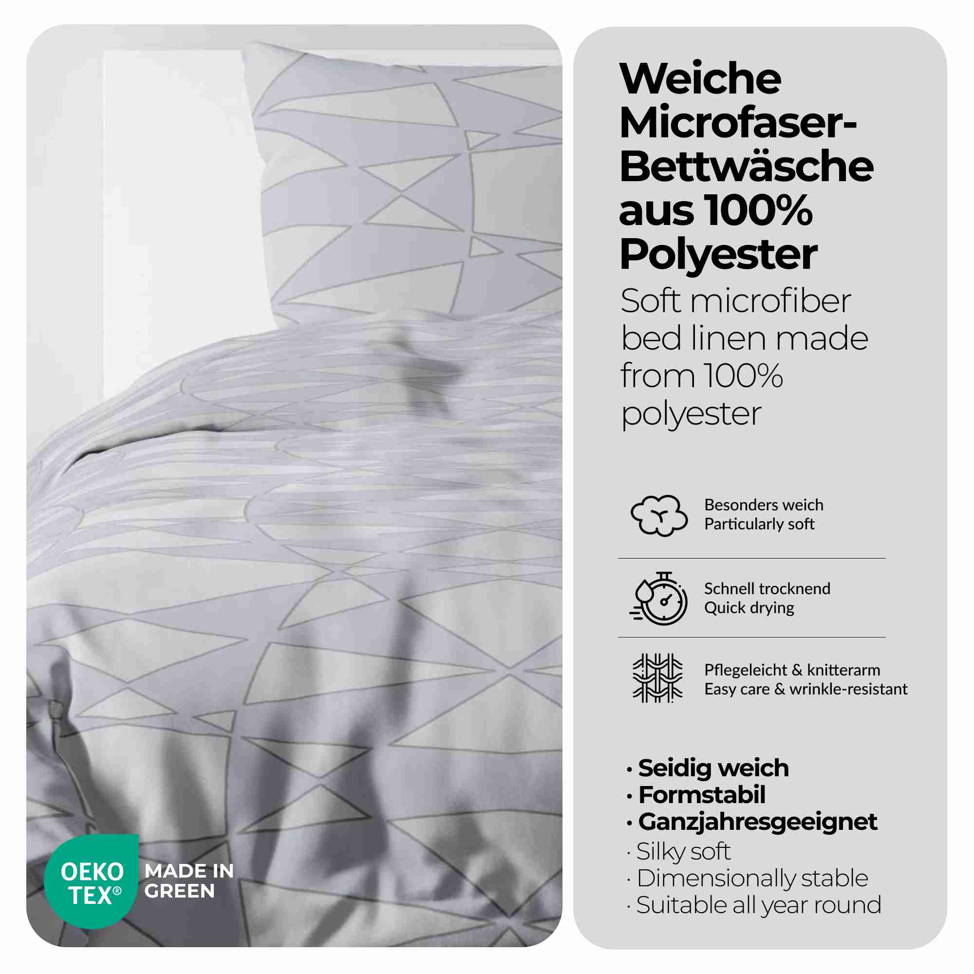 etérea Microfaser Bettwäsche Eclipse Silber, Schiefer, Pflaume, Anthrazit