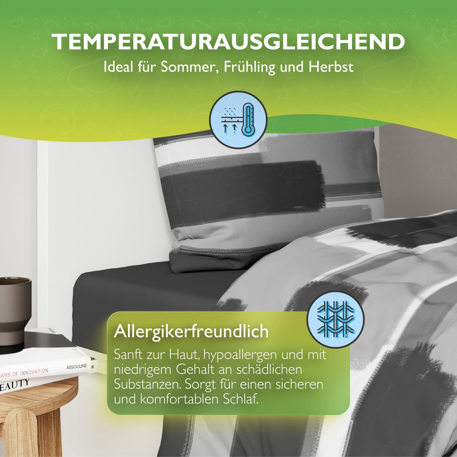 etérea Microfaser Bettwäsche Patchy Streifen
