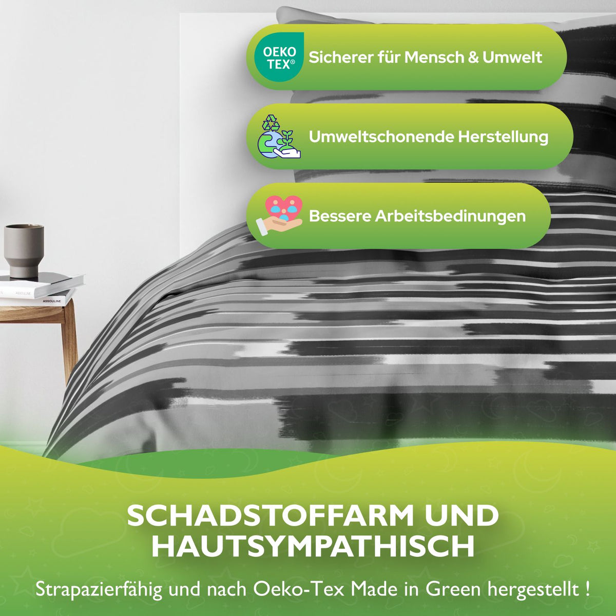 etérea Microfaser Bettwäsche Patchy Streifen