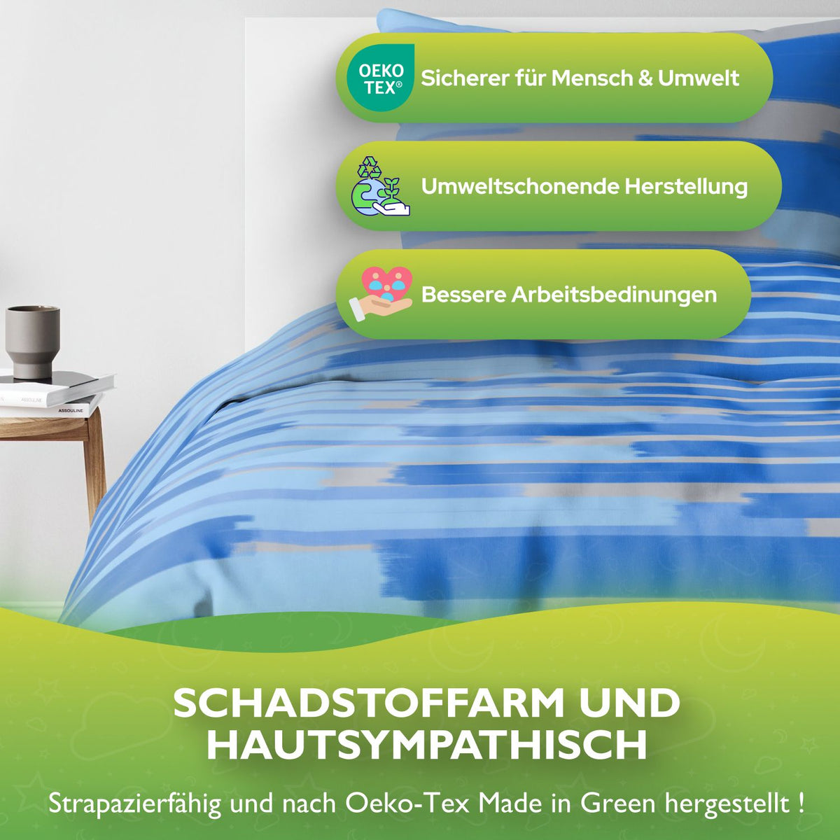 etérea Microfaser Bettwäsche Patchy Streifen