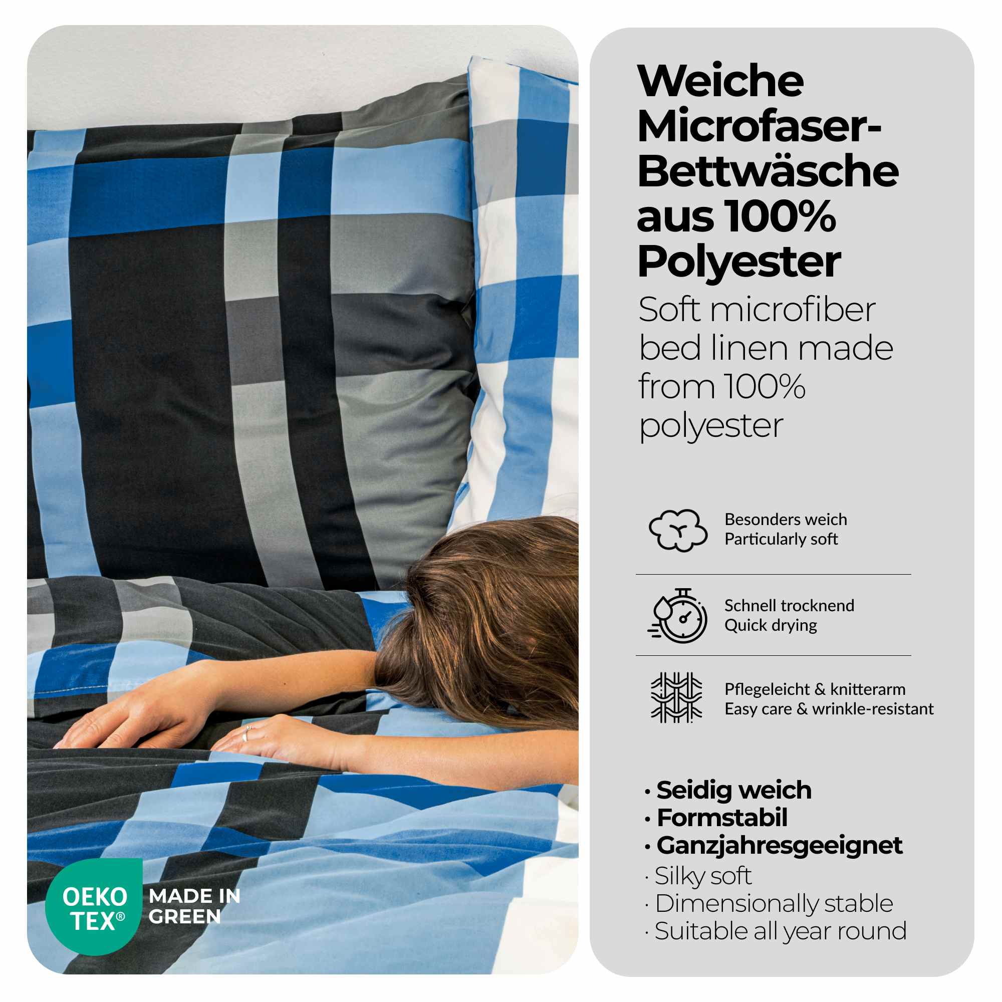 etérea Microfaser Bettwäsche Urban Check Kariert