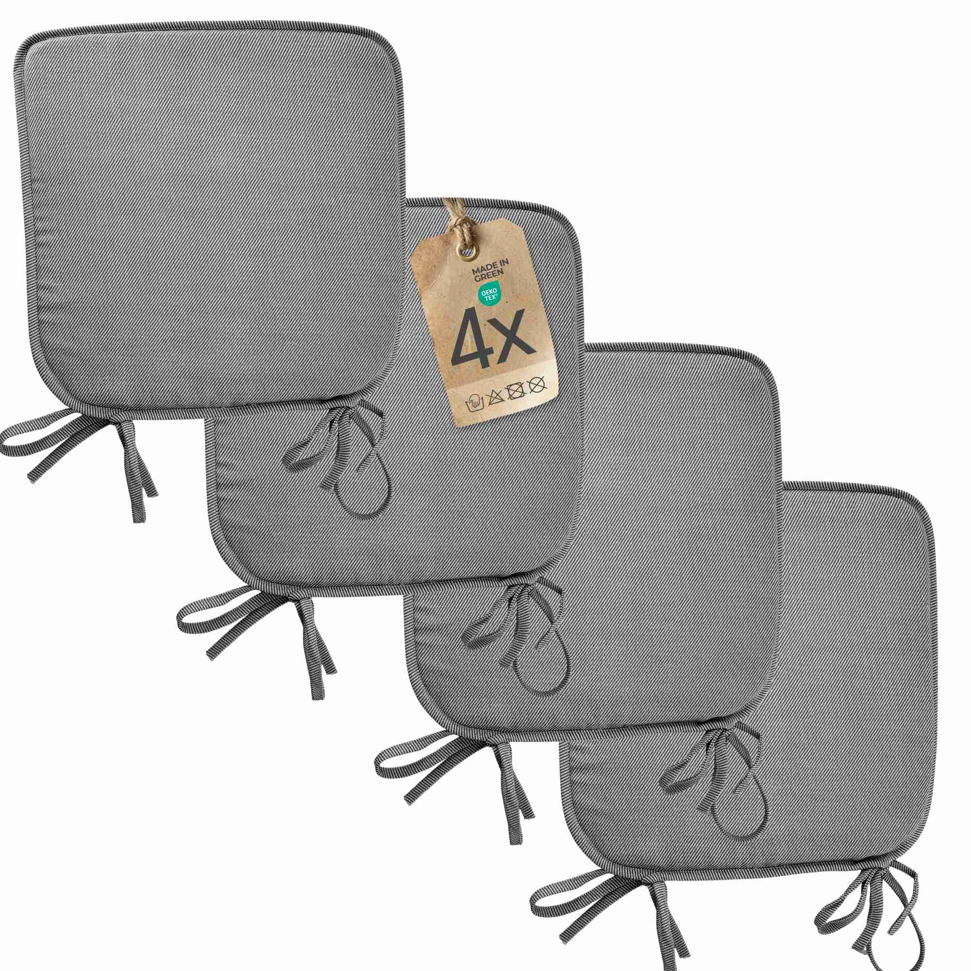 etérea Sitzkissen Stuhlkissen Streifen 38x38cm 4er Set - Innen und Aussenbereich