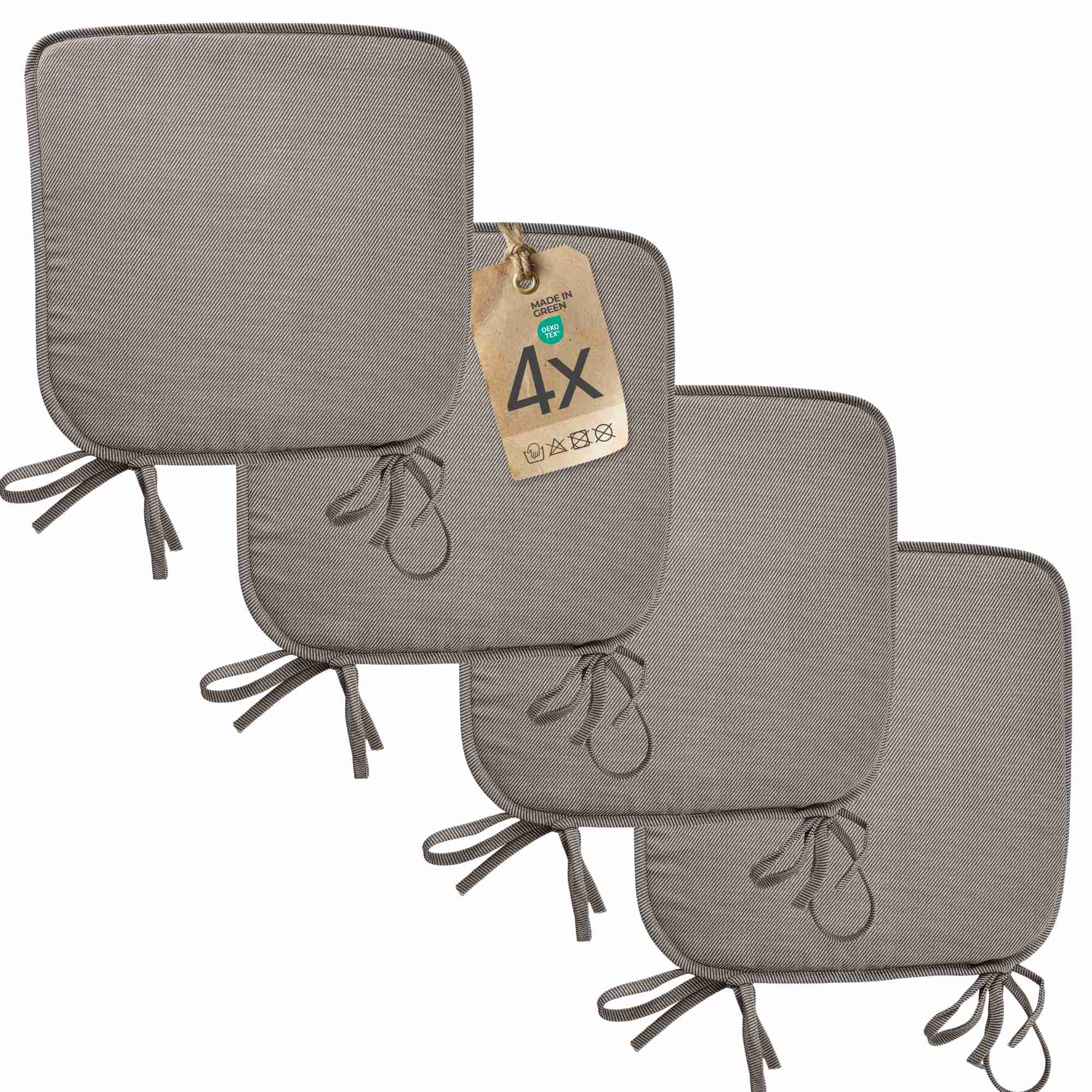 etérea Sitzkissen Stuhlkissen Streifen 38x38cm 4er Set - Innen und Aussenbereich