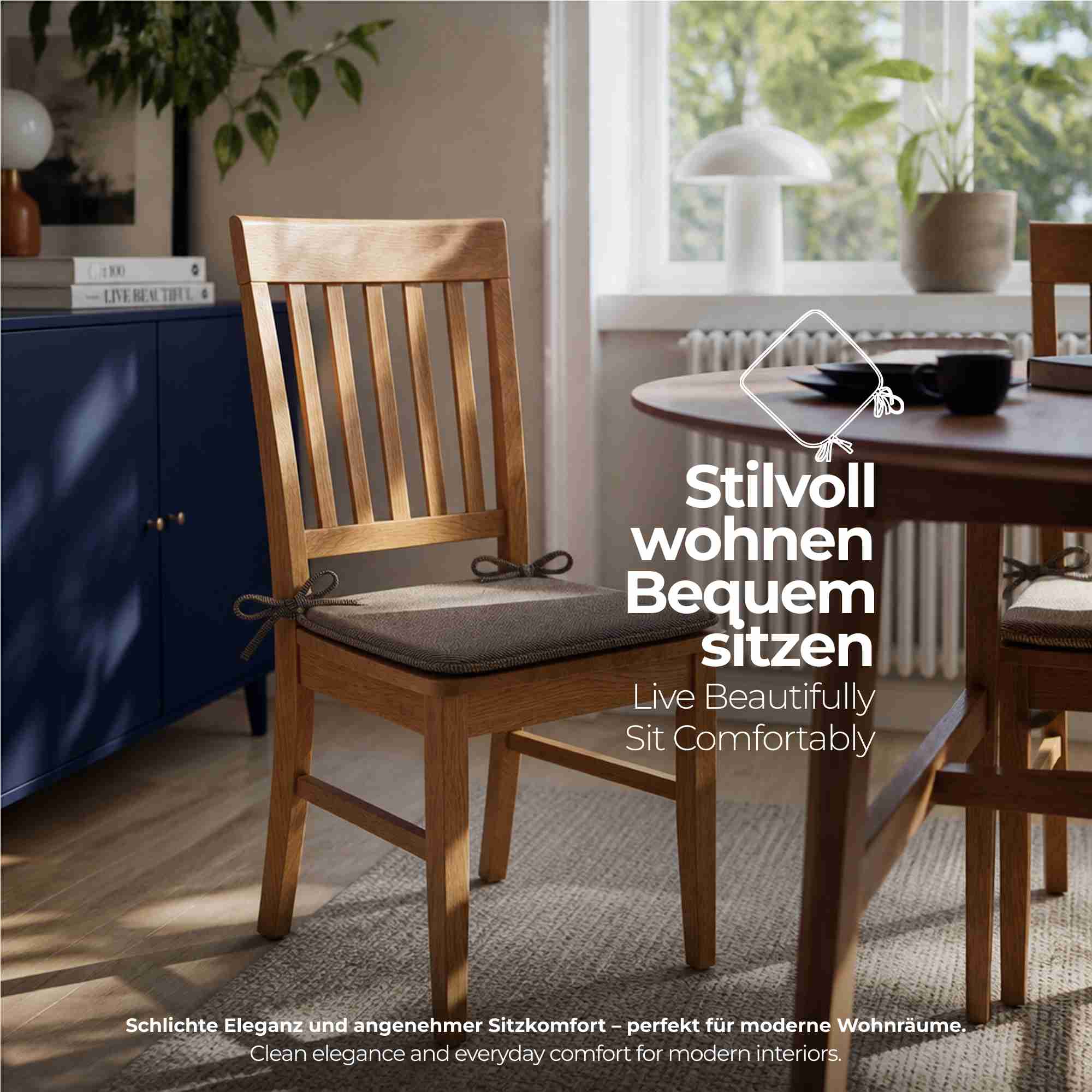 etérea Sitzkissen Stuhlkissen Streifen 38x38cm 4er Set - Innen und Aussenbereich