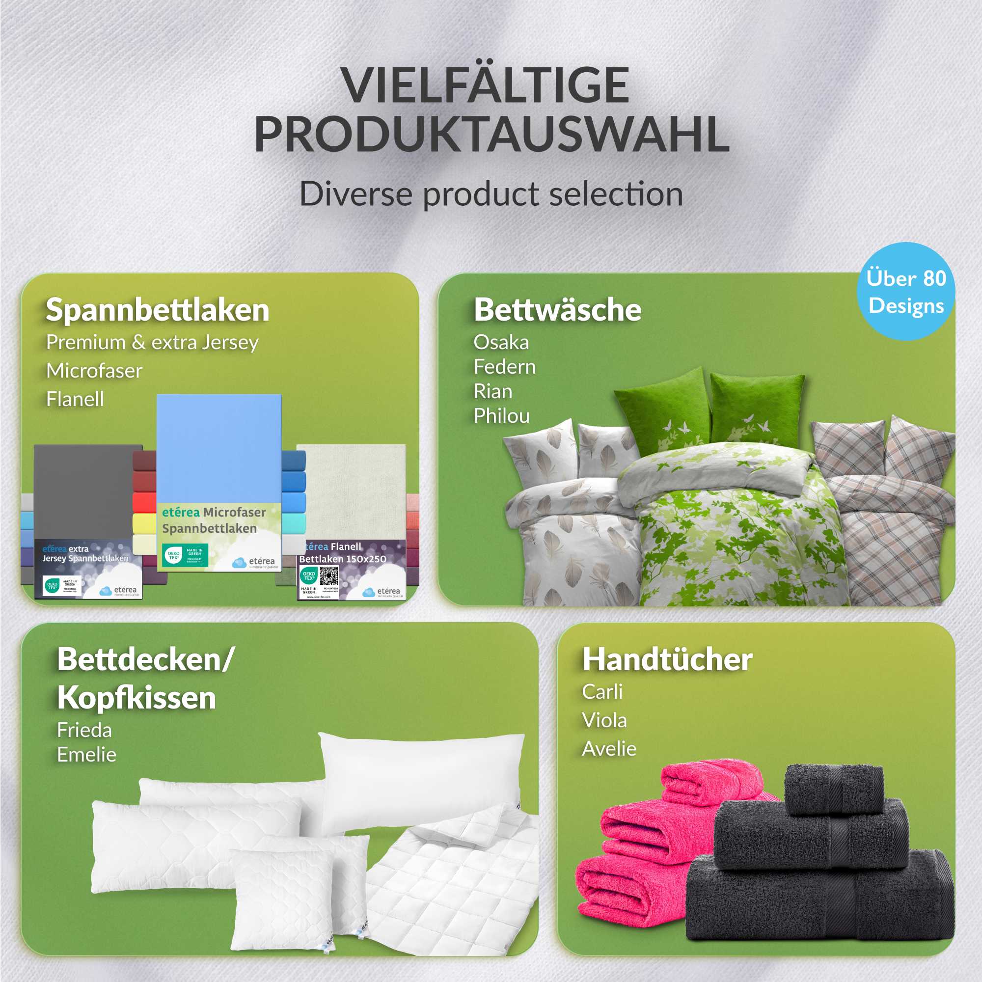 6 tlg. Baumwolle Handtuch-Set eco Viola Alle Farben