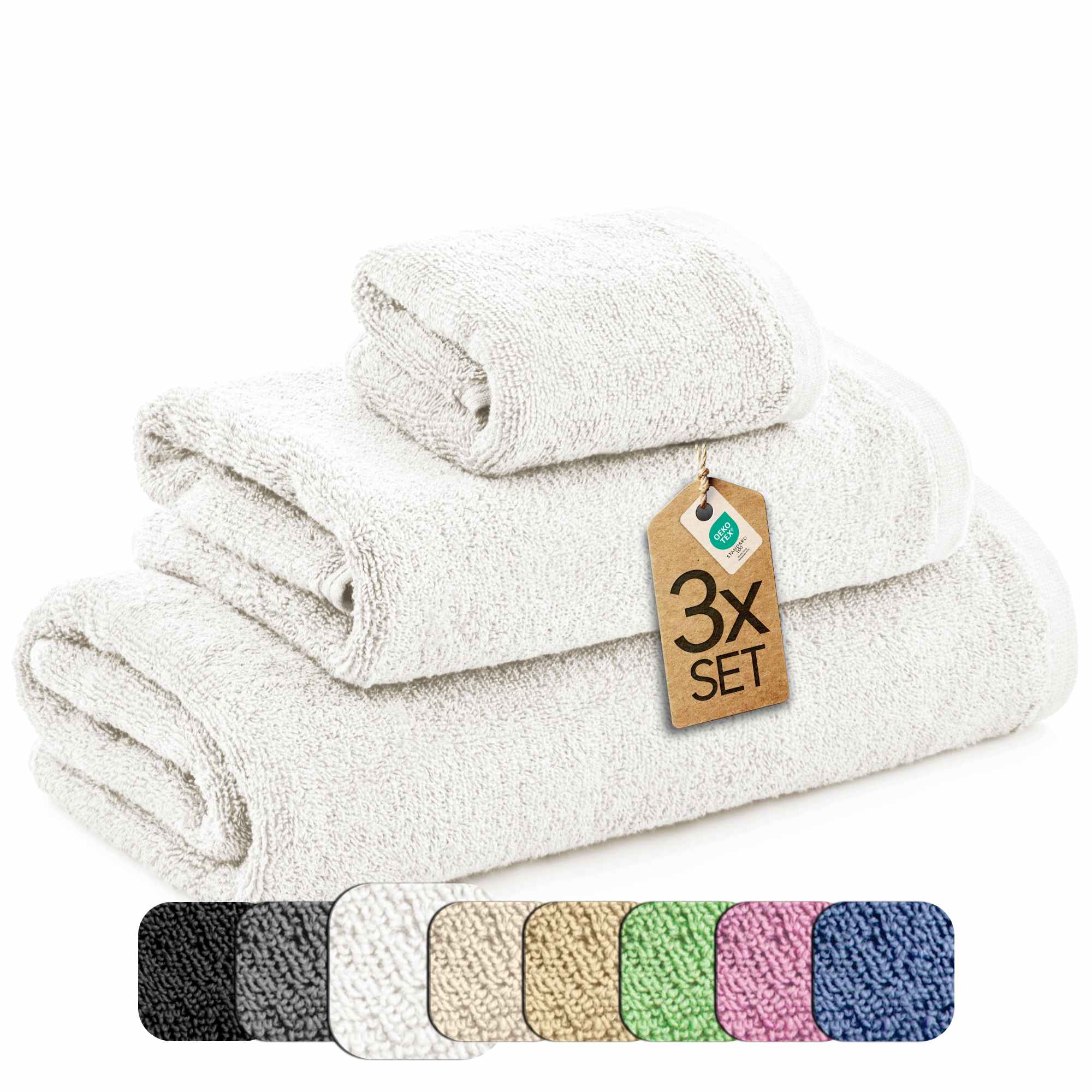 3 tlg. Baumwolle Handtuch-Set Viola alle Farben