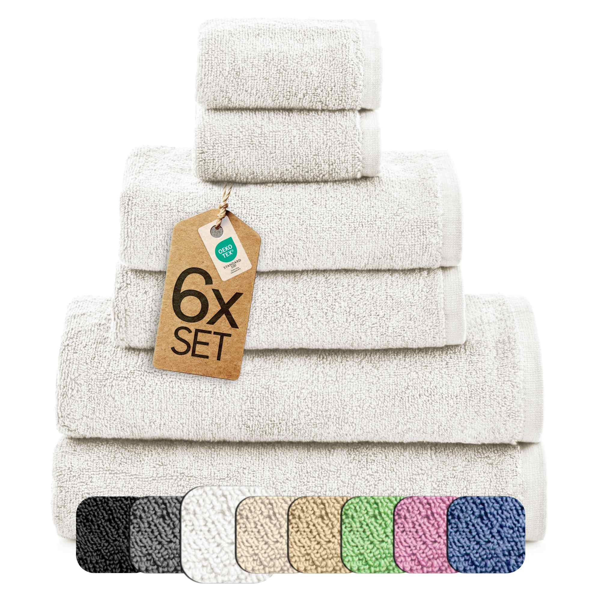 6 tlg. Baumwolle Handtuch-Set eco Viola Alle Farben