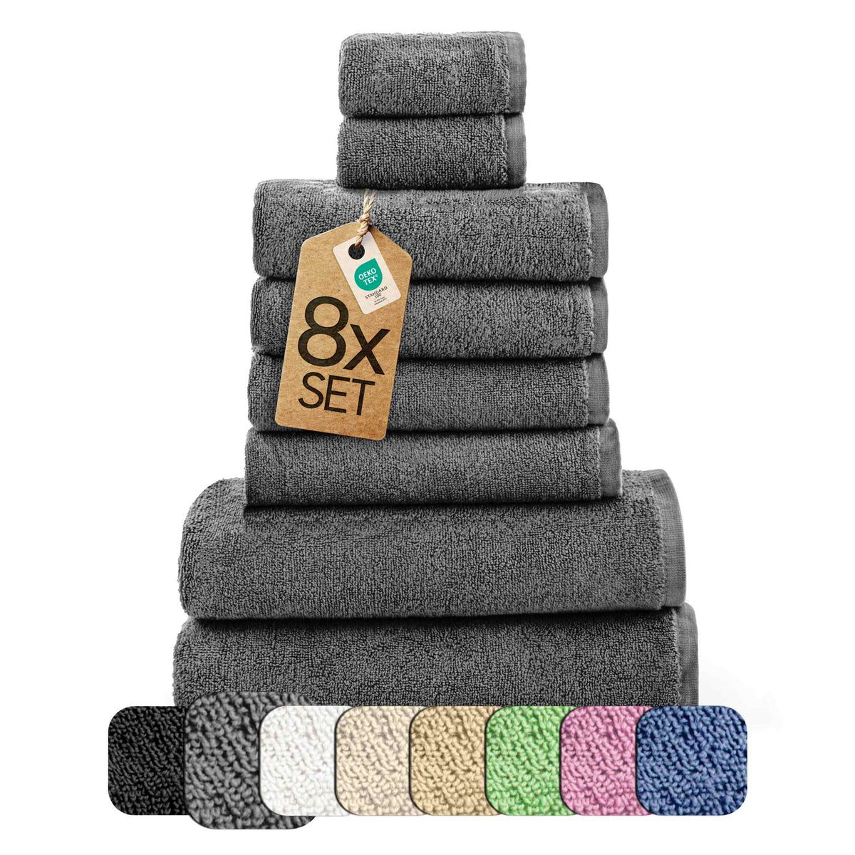 8 tlg. Baumwolle Handtuch-Set Viola alle Farben