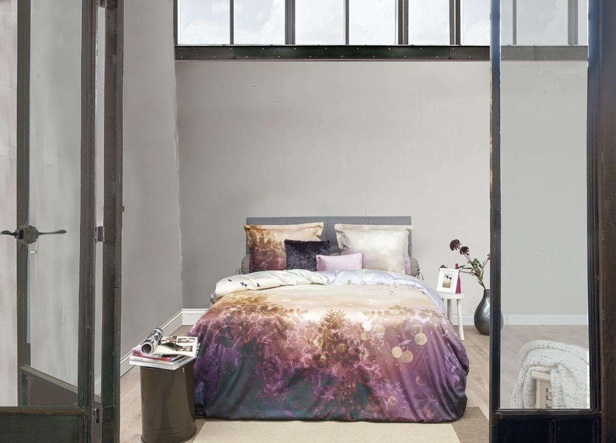 HnL Satin Bettwäsche Blätter Vögel Fairy Modern Rose 135x200 cm + 80x80 cm