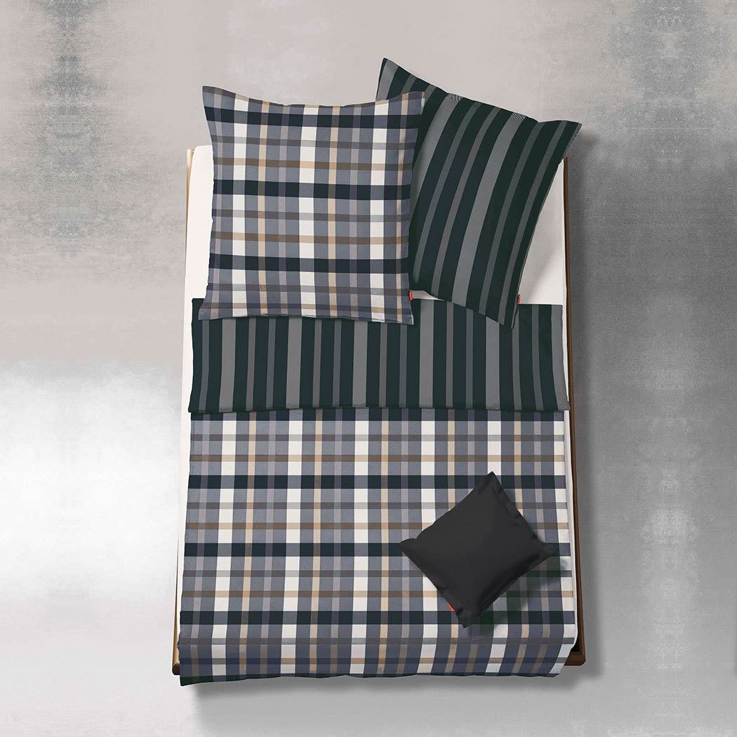 fleuresse Flanell-Wendebettwäsche Lech G-603417 Schwarz 135x200 cm + 80x80 cm