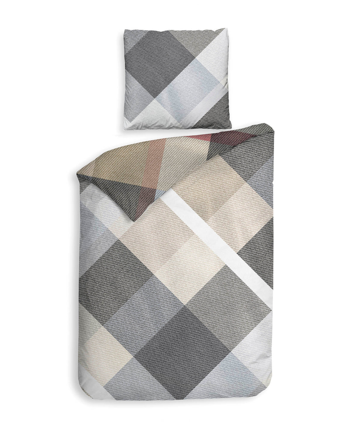 Heckett&Lane GOTS Twill Wende Bettwäsche Travis mit Rauten Beige 135x200 cm + 80x80 cm