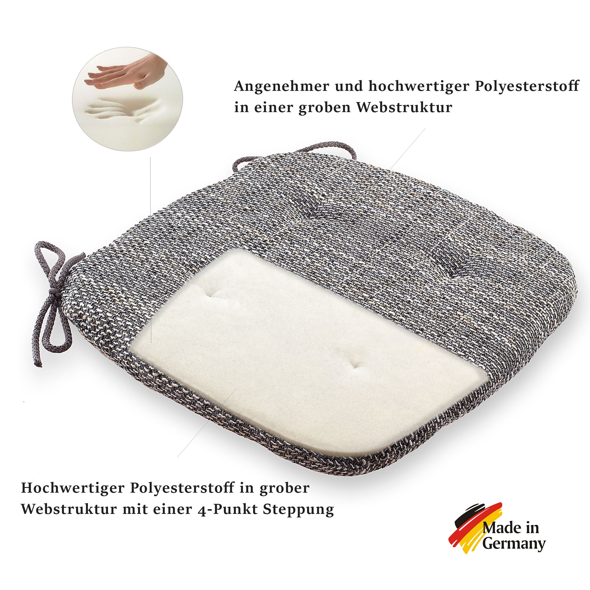etérea Sitzkissen Stuhlkissen Levio 40x40cm - Made in Germany