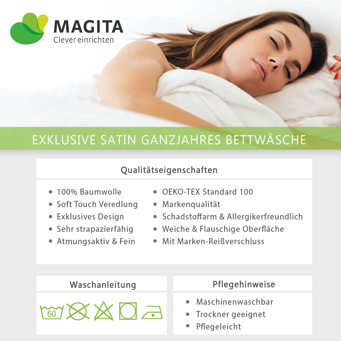 Kaeppel Satin Bettwäsche Verde Streifen Grau 135x200 cm + 80x80 cm