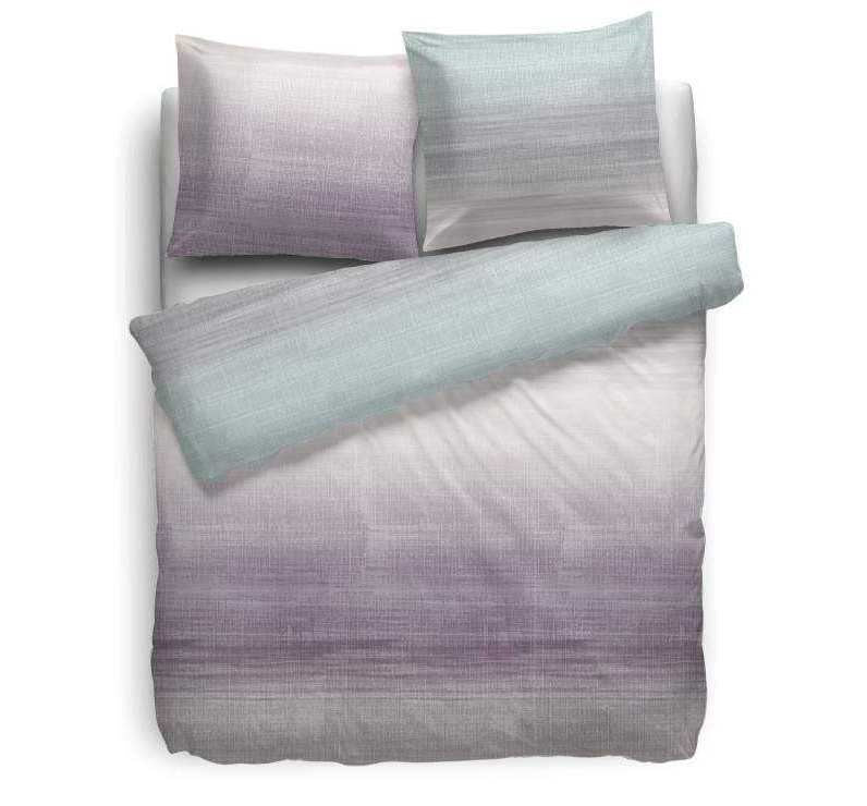 HnL Flanell Bettwäsche Astoria Gestreift Türkis Lila 135x200 cm + 80x80 cm