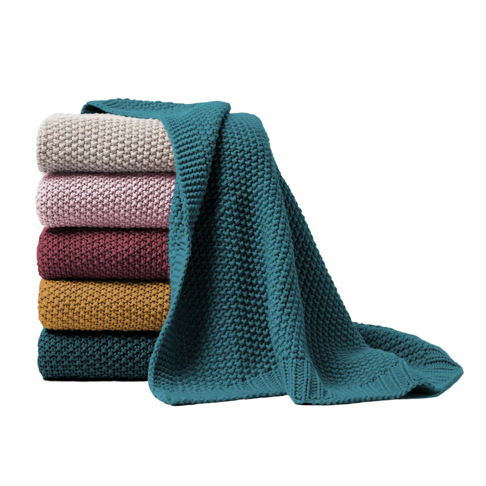 Hahn Strickdecke Wohndecke Perlmuster 130x170 cm