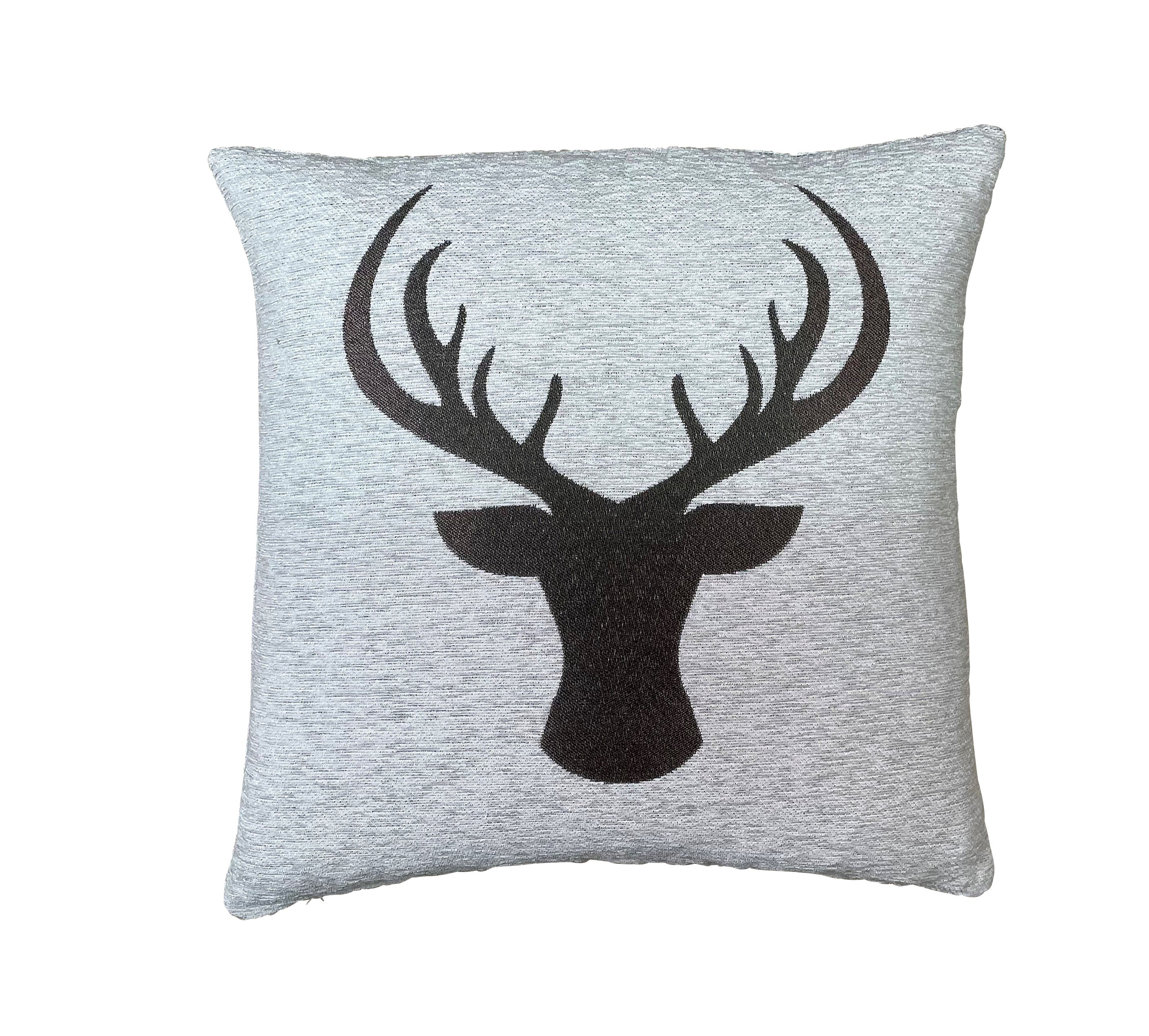 Hossner Heimtex Cervo Jaquard Kissenhülle Mit Hirschkopf 45x45 cm