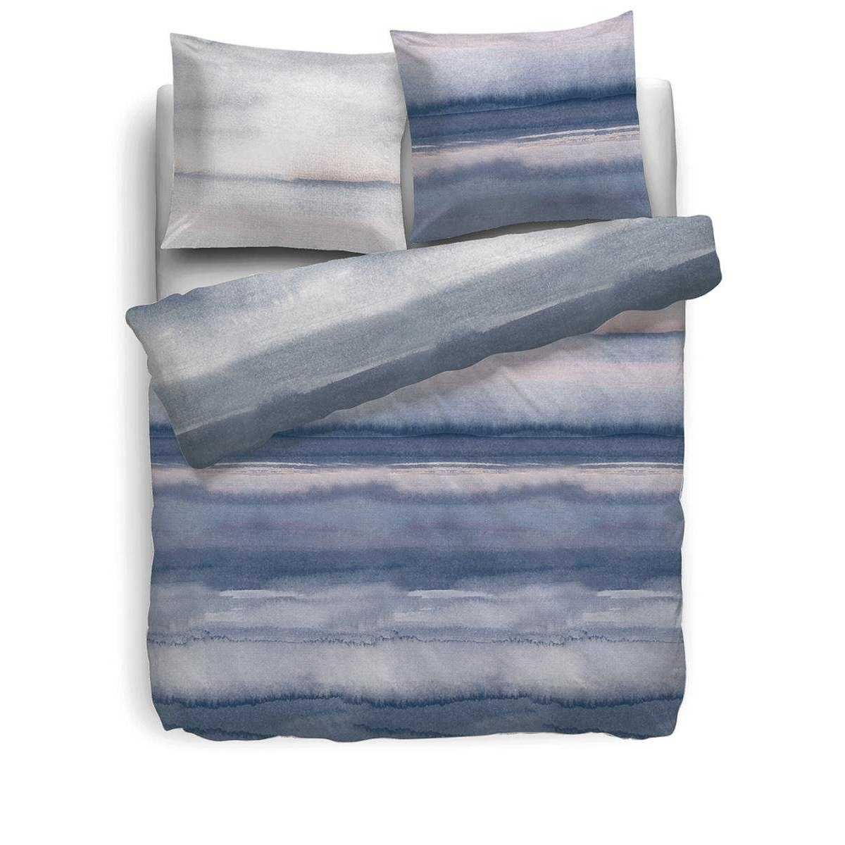 HnL Twill Bettwäsche Orchard Gestreift Blau 135x200 cm + 80x80 cm