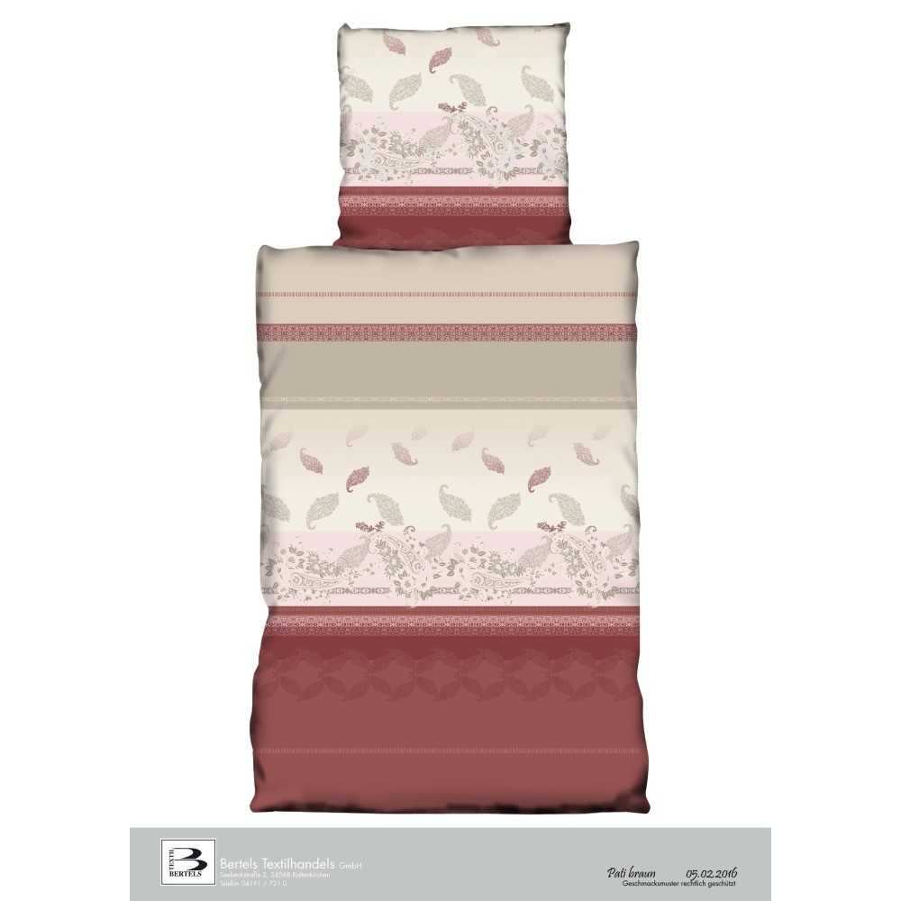 Bertels Fleece Bettwäsche Pati Streifen Braun 135x200 cm + 80x80 cm Beige