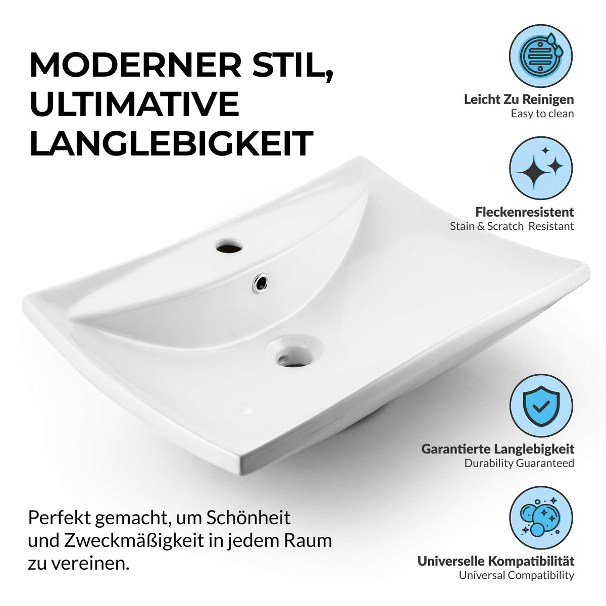 Paulas Bad Keramik Waschbecken Aufsatz Waschschale Valerie 605x445x180 mm