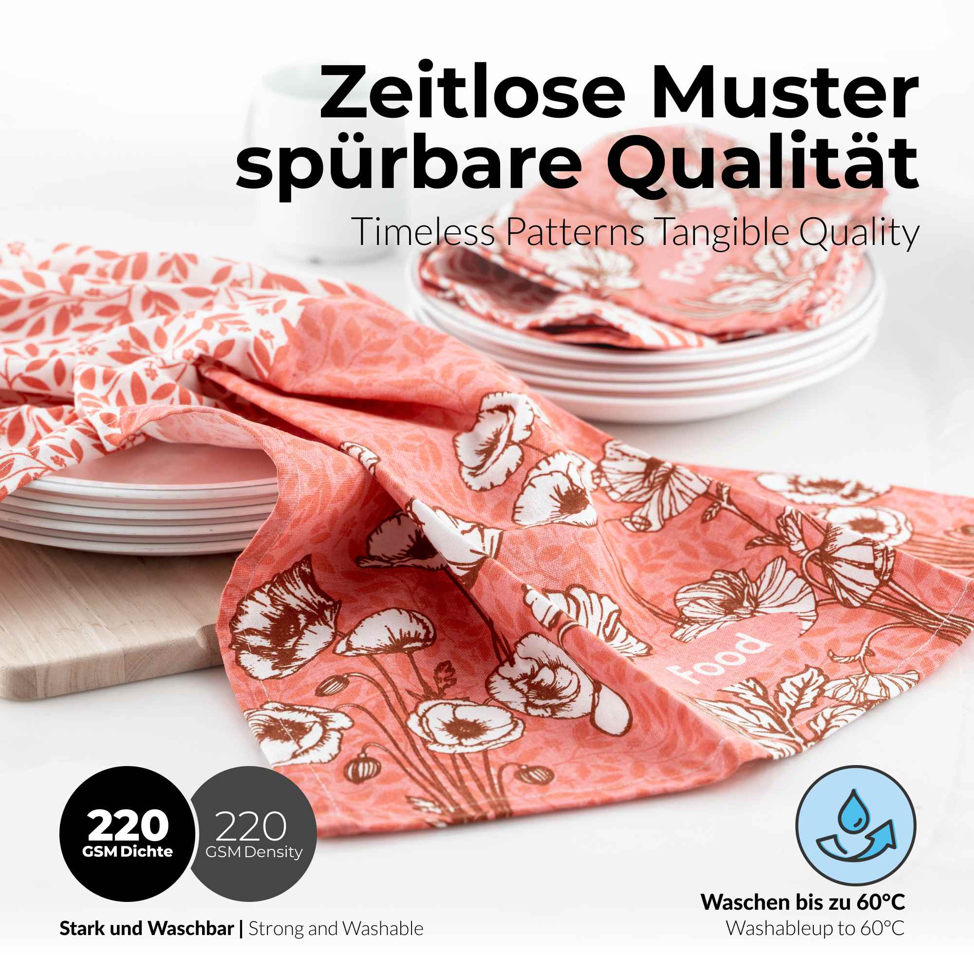 Sterzbachs Baumwolle Geschirrtücher 2er Set Floral Food