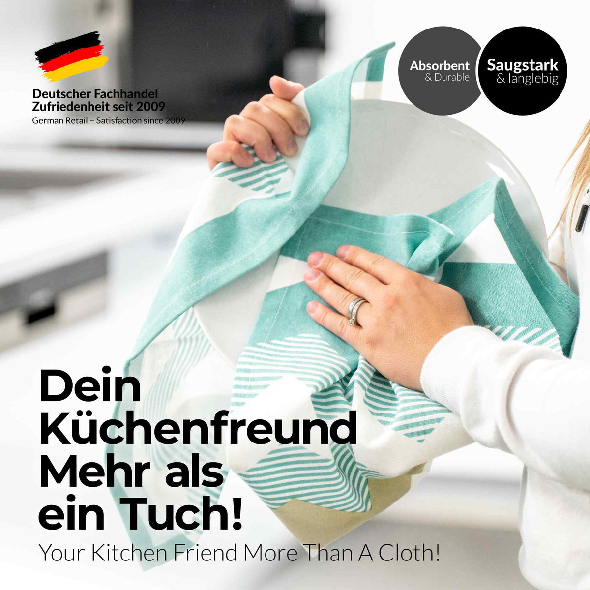 Sterzbachs 2er Set Geschirrtücher Baumwolle Skandinavisches Zickzack Design Blau - Bild 5