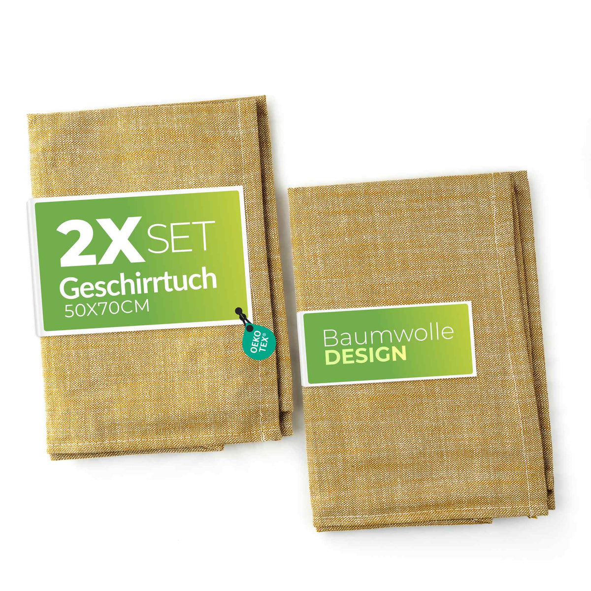 Sterzbachs 2er Set Geschirrtücher Baumwolle Design Uni 220 GSM 50x70 cm Gold Gelb