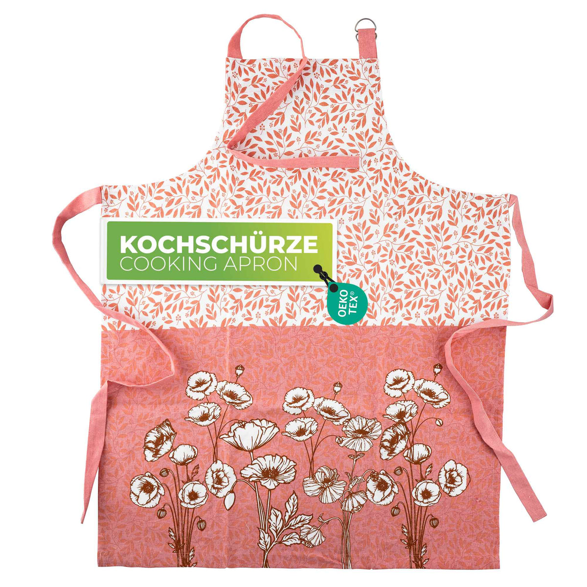 Sterzbachs Kochschürze Floral Blumen Weiß Koralle