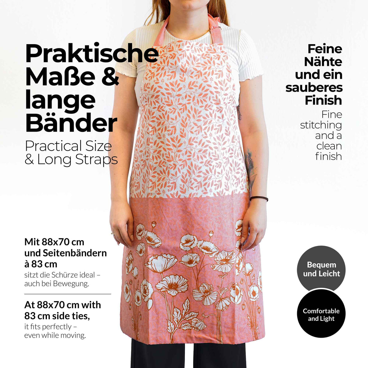 Sterzbachs Kochschürze Floral Blumen Weiß Koralle