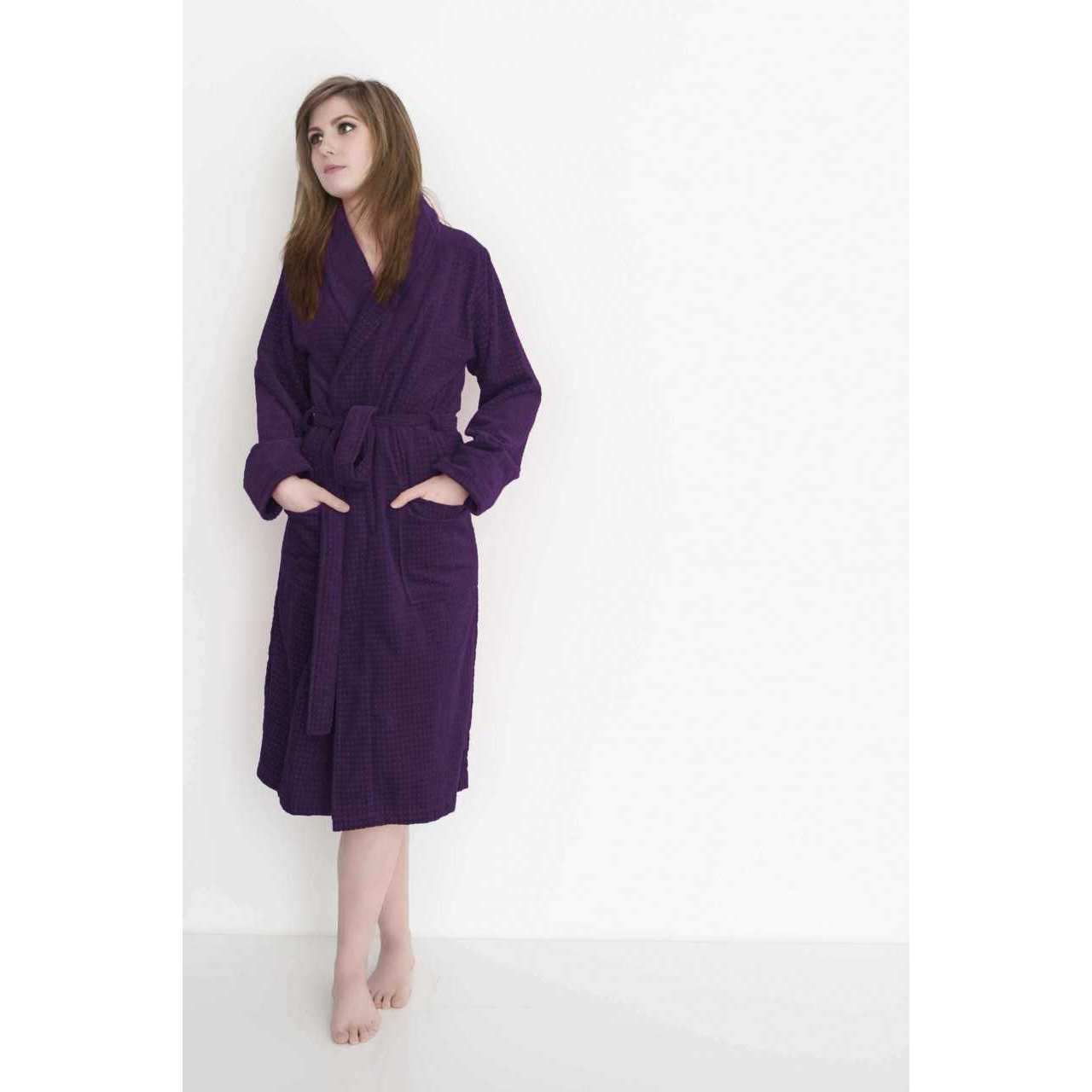 Heckett & Lane Bademantel Velours Baumwolle Carré-Design