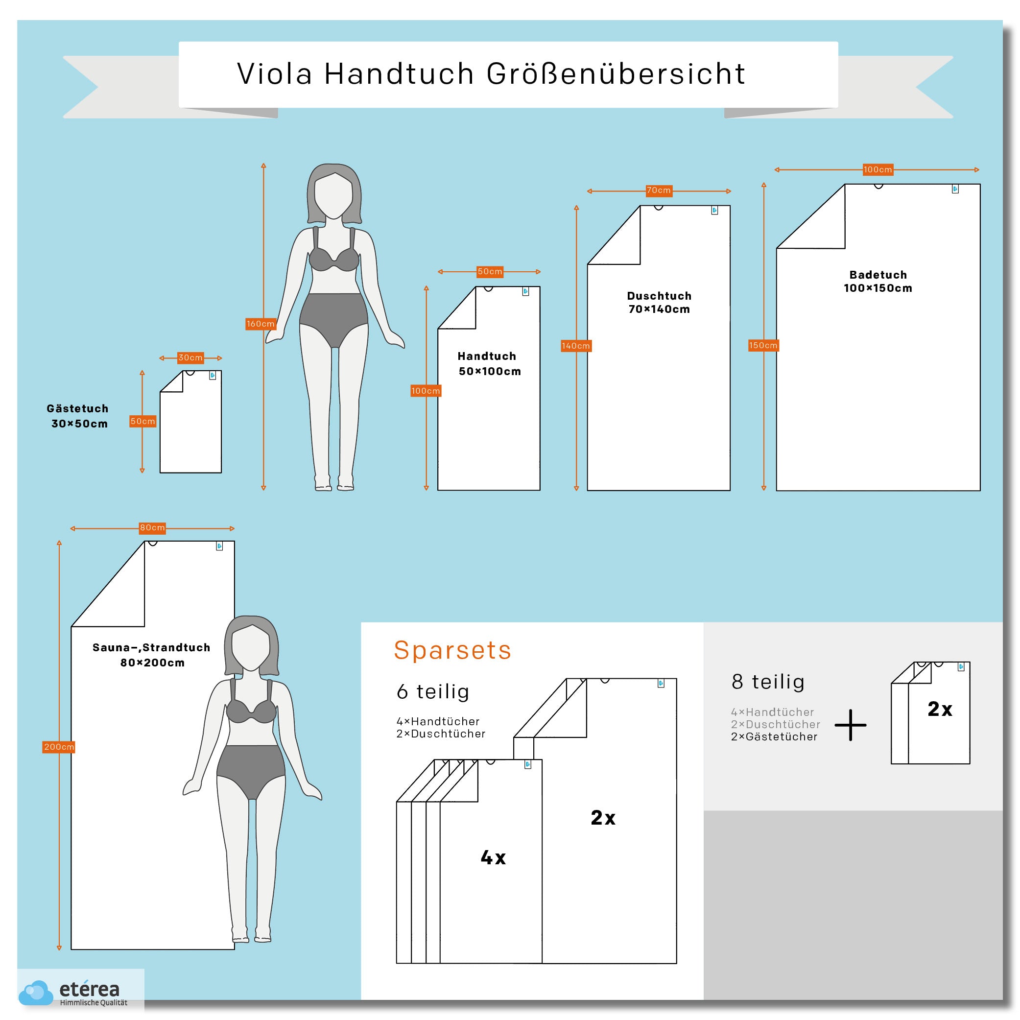 8 tlg. Baumwolle Handtuch-Set Viola alle Farben