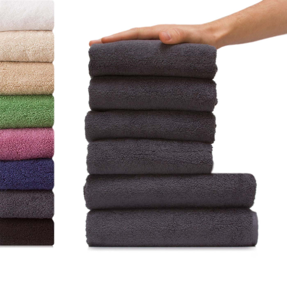 3 tlg. Baumwolle Handtuch-Set #farbe_anthrazit