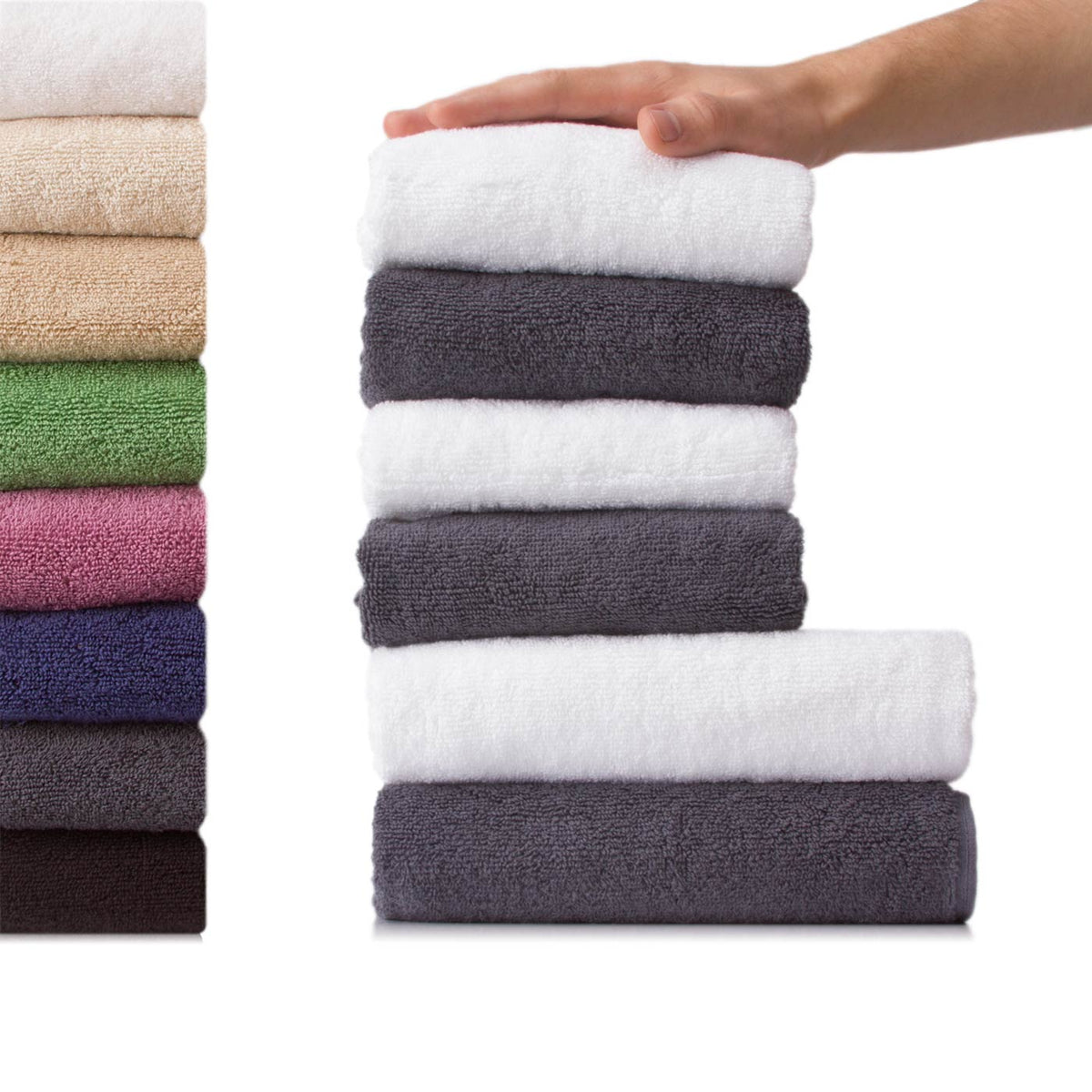 6 tlg. Baumwolle Handtuch-Set #farbe_weiss-anthrazit