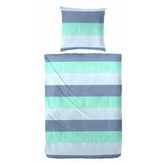 Hahn Polycotton Bettwäsche Türkis Grau Streifen Blau 135x200 cm + 80x80 cm