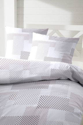 Hahn Polycotton Bettwäsche Karo 135x200 cm + 80x80 cm Grau