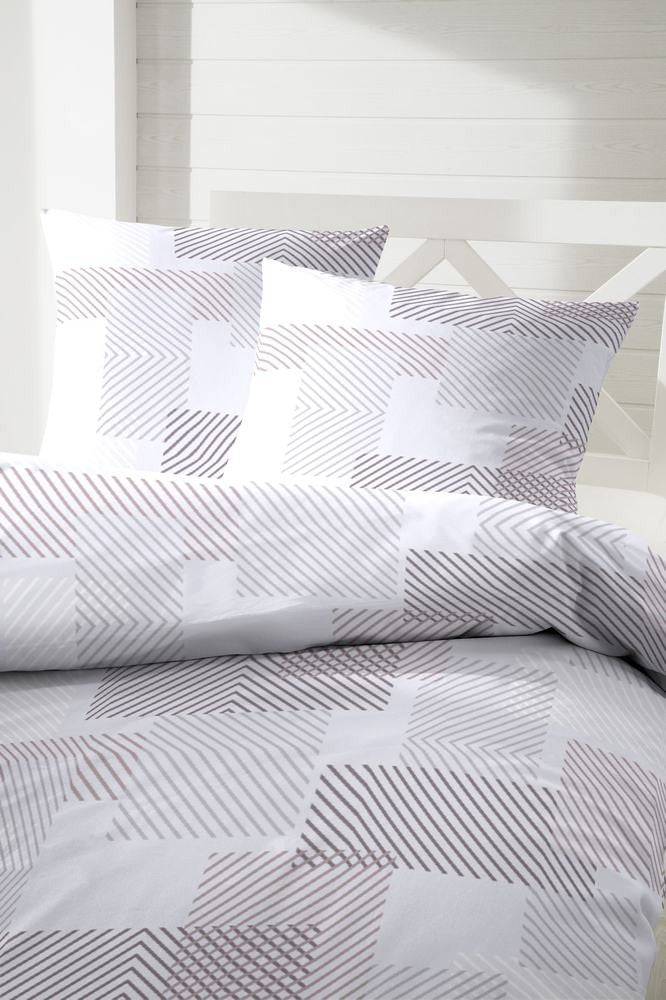 Hahn Polycotton Bettwäsche Karo 135x200 cm + 80x80 cm Grau