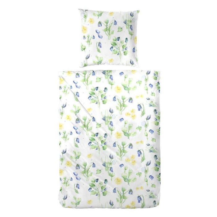 Hahn Polycotton Bettwäsche Blumen Aquarell Blau 135x200 cm + 80x80 cm