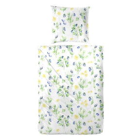 Hahn Polycotton Bettwäsche Blumen Aquarell Blau 135x200 cm + 80x80 cm
