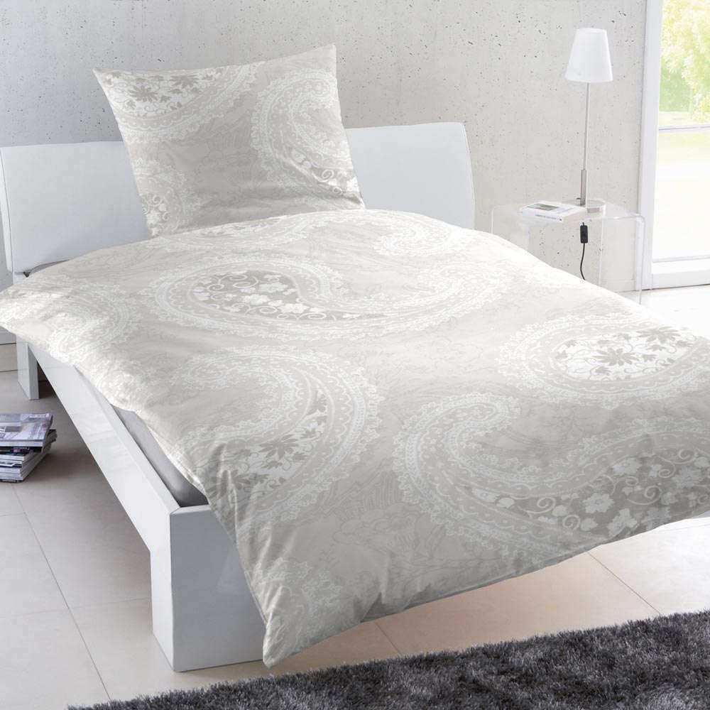 Renforcé Bettwäsche Paisleymuster Beige