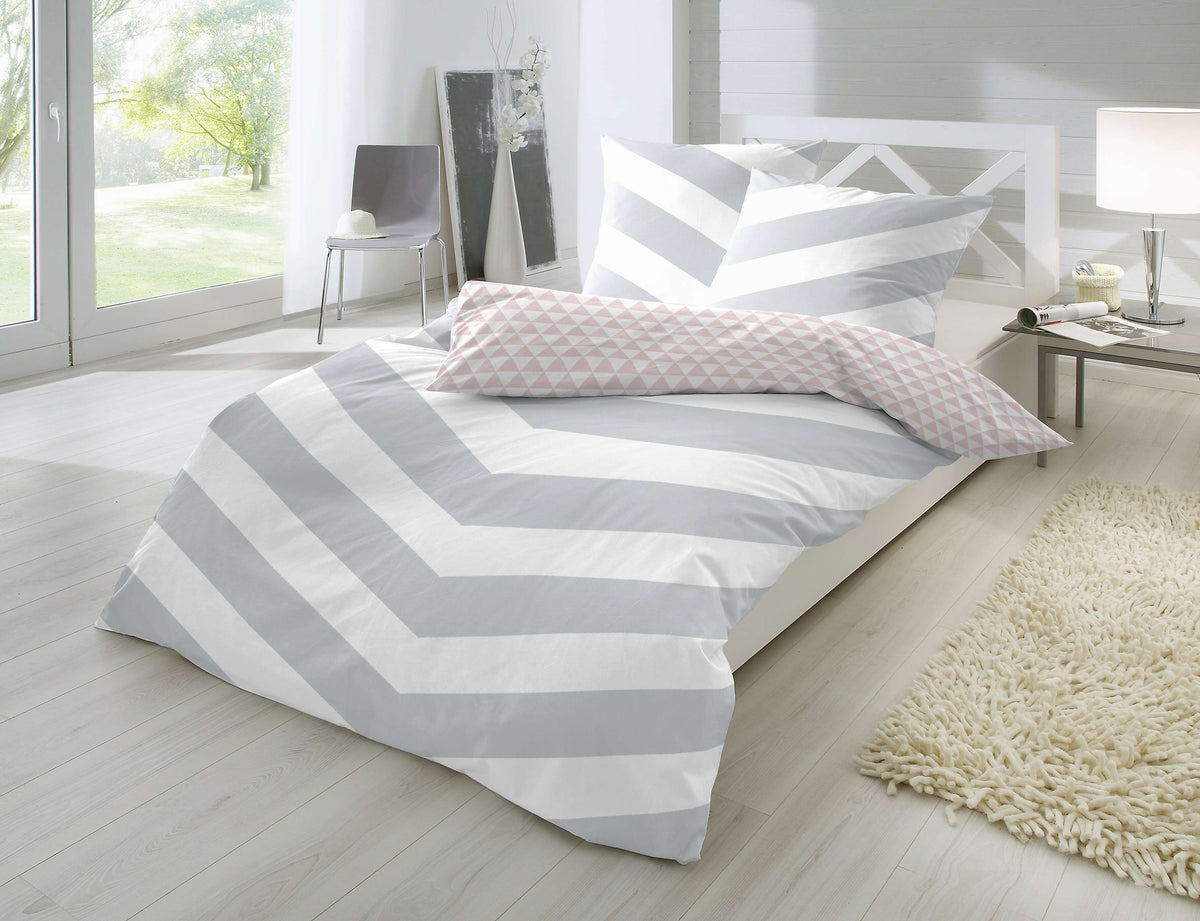 Hahn Renforcé Wendebettwäsche #farbe_grau