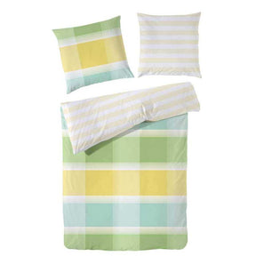 Hahn Renforce Wende Bettwäsche Kariert Beige Grün 155x220 cm + 80x80 cm