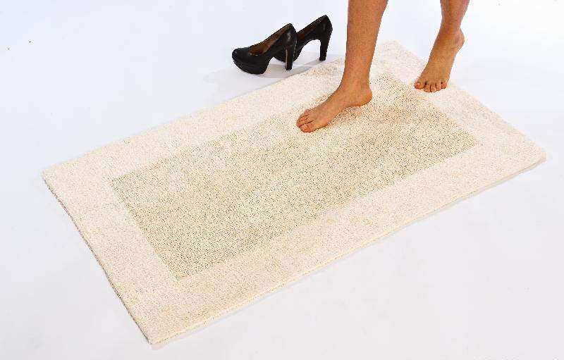 Baumwolle Badematte Klassisch mit Borte Natur 60x100 cm