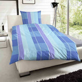 Microfaser Bettwäsche Blau Streifen 135x200 cm + 80x80 cm
